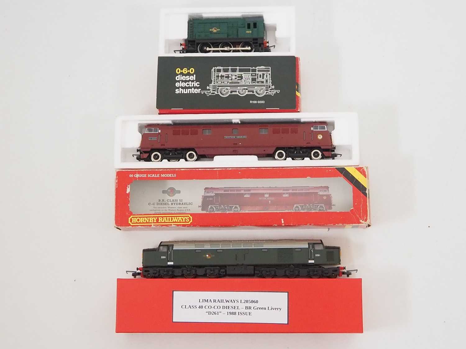 A pair of HORNBY OO gauge diesel locomotives comprising a class 08 and class 52 together with an