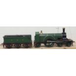 A 5 inch gauge live steam scratch built GNR Stirling Single 4-2-2 steam locomotive in GNR green