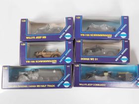 A group of 1:24 scale diecast military vehicles by GONIO - VG/E in VG boxes (6)