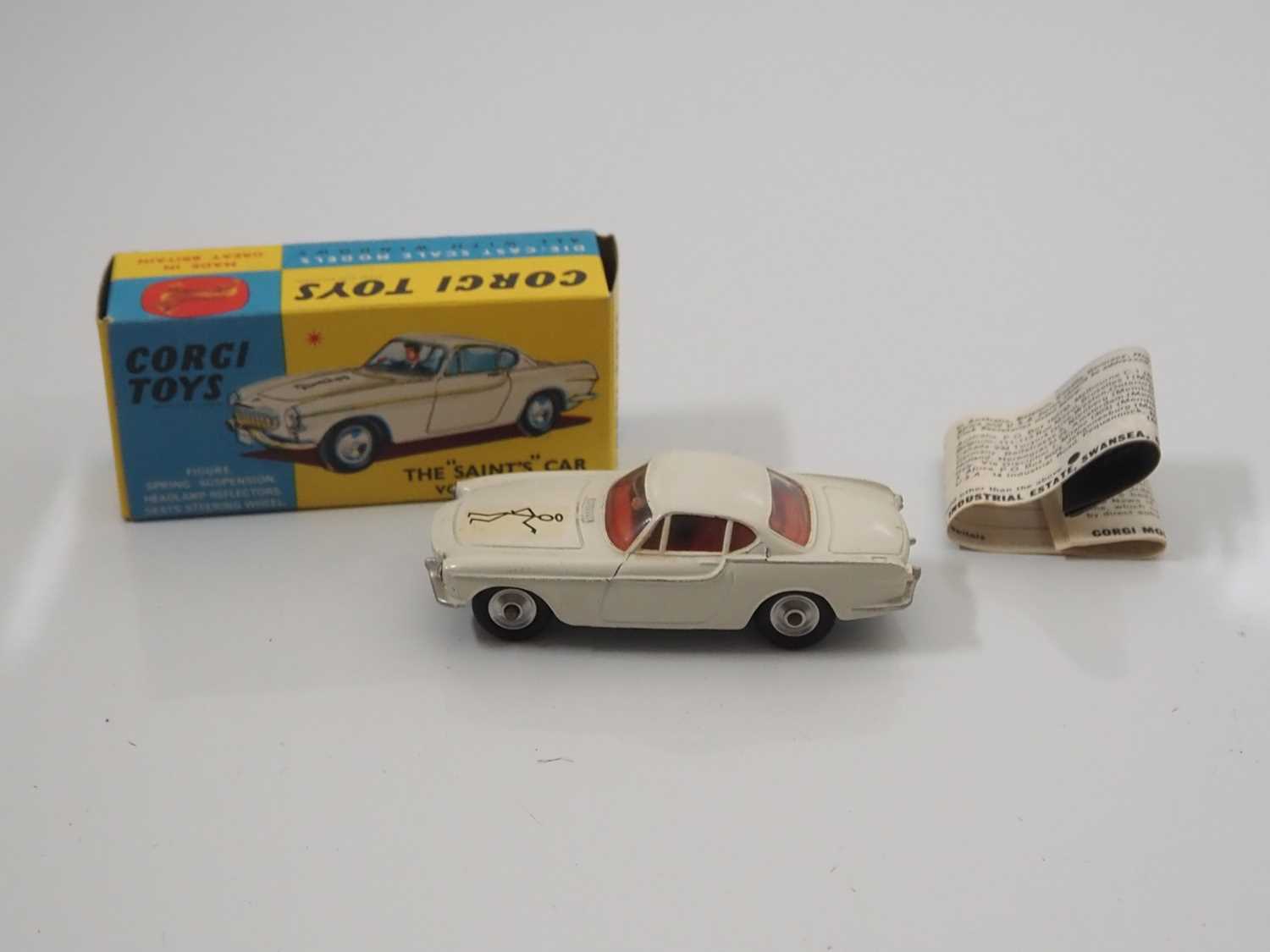 A CORGI 258 diecast 'The Saint's' Volvo P1800 with white body, red interior with figure, silver