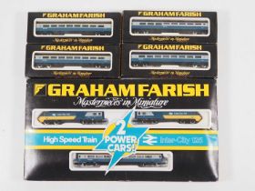 A FARISH 8125 N gauge Intercity 125 train pack in original blue/grey livery together with four