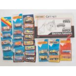 A group of MATCHBOX diecast vehicles on original cards - mostly sealed, together with a MATCHBOX