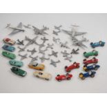A group of playworn DINKY diecast toys comprising a large selection of aircraft and a group of