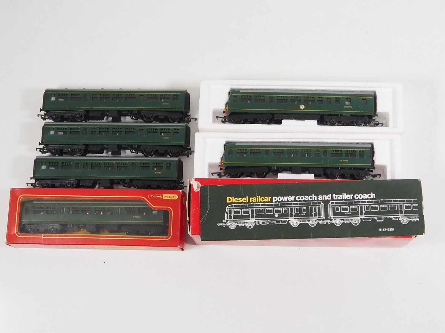 A HORNBY OO gauge 2-car diesel railcar in original box, together with a group of boxed and unboxed
