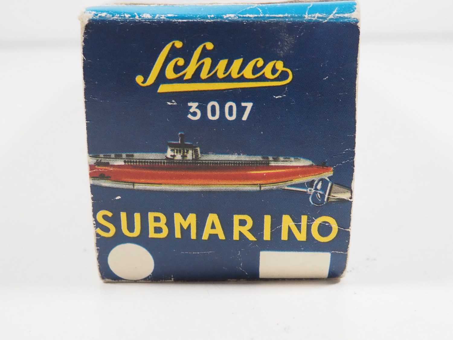 A group of SCHUCO vintage tinplate vehicles comprising a boxed submarine and three cars - F/G in F/G - Image 6 of 6