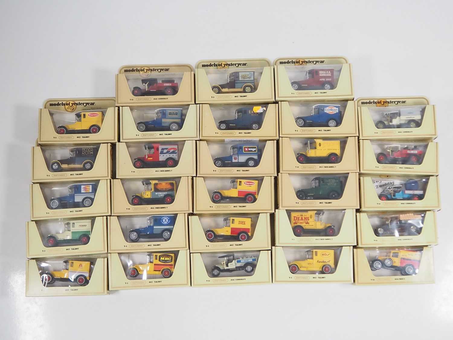 A group of diecast MATCHBOX MODELS OF YESTERYEAR vans in straw coloured boxes - all Code 2