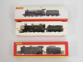 A pair of HORNBY (China) OO gauge Castle class steam locomotives in Great Western livery