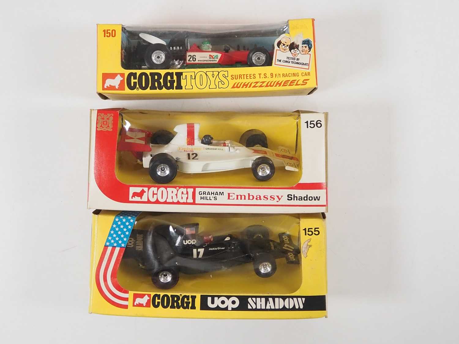 A group of CORGI diecast Formula 1 racing cars comprising numbers 150, 152, 153, 155 and 156 - VG in - Image 3 of 5