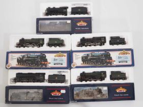A group of OO gauge steam locomotives by BACHMANN, in BR green and black liveries - G/VG in G/VG