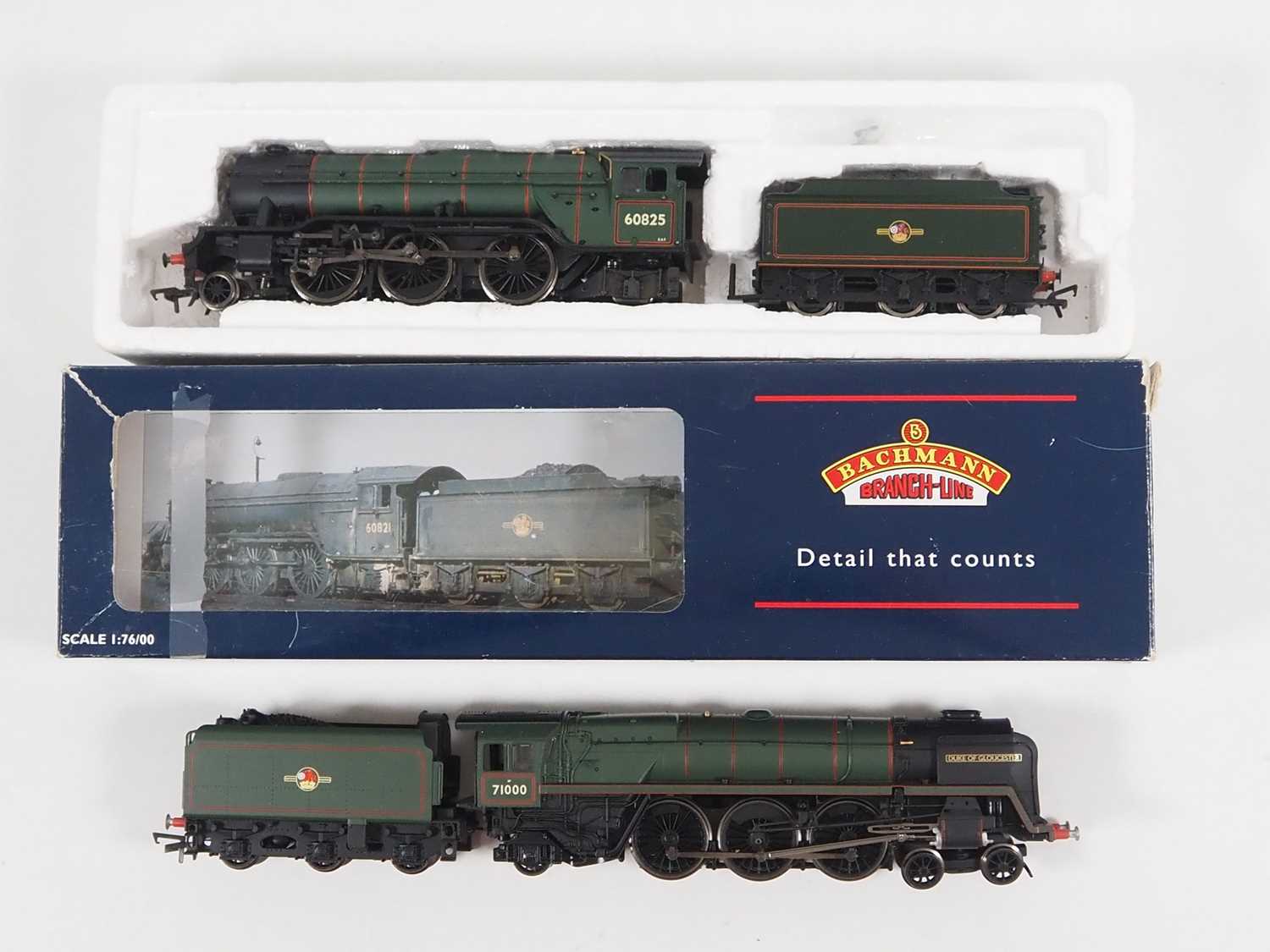 A BACHMANN OO gauge boxed class V2 steam locomotive together with an unboxed HORNBY 'Duke of