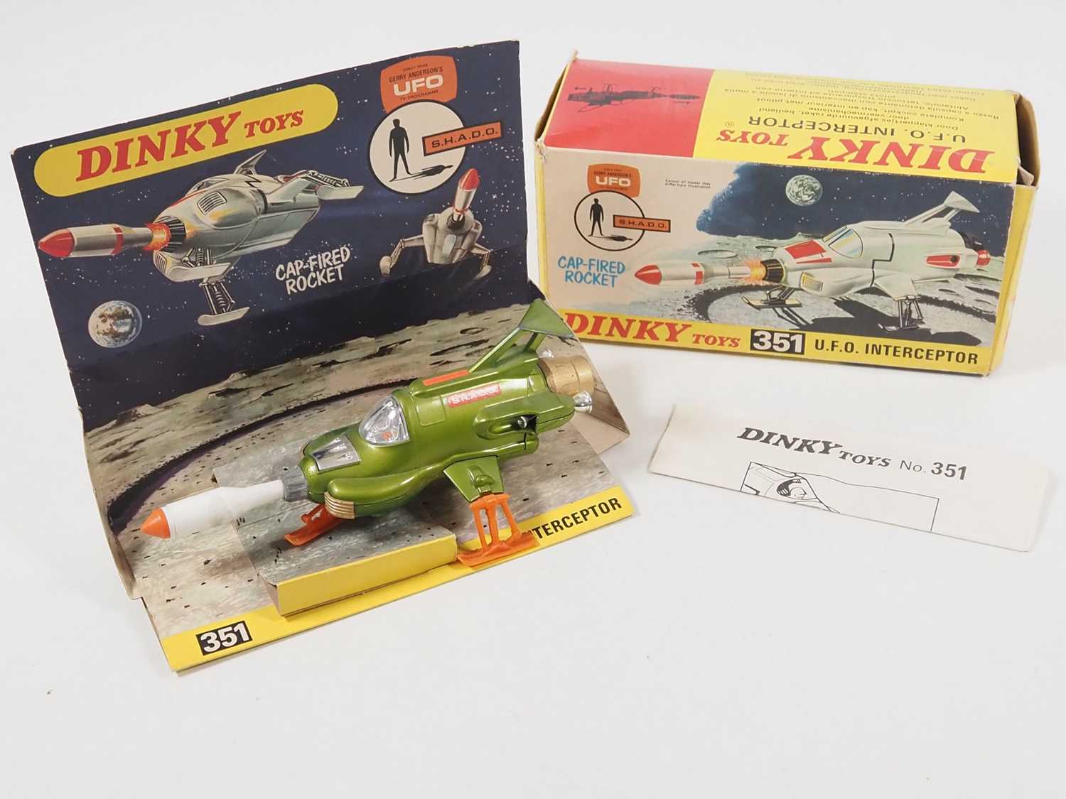 A DINKY 351 Gerry Anderson's 'UFO' Interceptor in metallic green with missile, pictorial card box