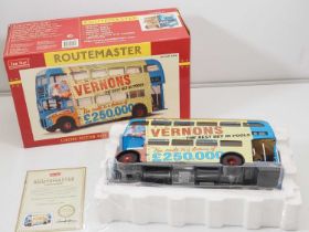 A SUNSTAR 1:24 scale diecast London Routemaster Bus RM686 in Vernons Pools advertising livery,