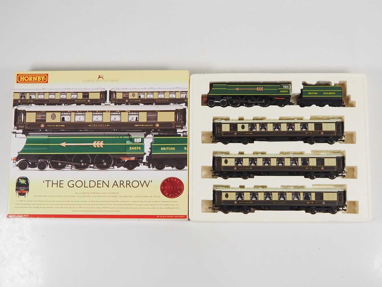 A HORNBY R2369 OO gauge 'The Golden Arrow' train pack comprising a Battle of Britain class steam