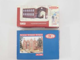 A pair of OO gauge buildings to include a HELJAN synagogue (plastic, unbuilt, appears complete)
