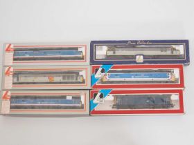 A group of LIMA OO gauge class 50 diesel locomotives in various liveries together with a class 73 ED