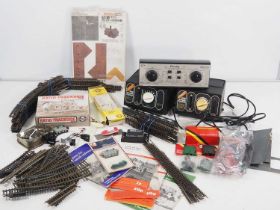 A group of OO gauge controllers (including H&M), track and accessories - F/G unboxed (Q)