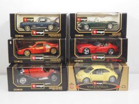 A mixed group of 1:18 scale diecast cars by BBURAGO - VG/E in VG boxes (6)