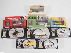 A group of CORGI diecast vehicles all TV and movie related including several James Bond themed items