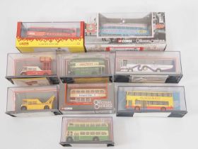 A group of CORGI OOC 1:76 scale diecast buses together with a Blackpool tram - VG/E in VG boxes (9)