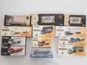 A group of CORGI 1:50 scale rigid and articulated diecast lorries mostly from the Guinness and