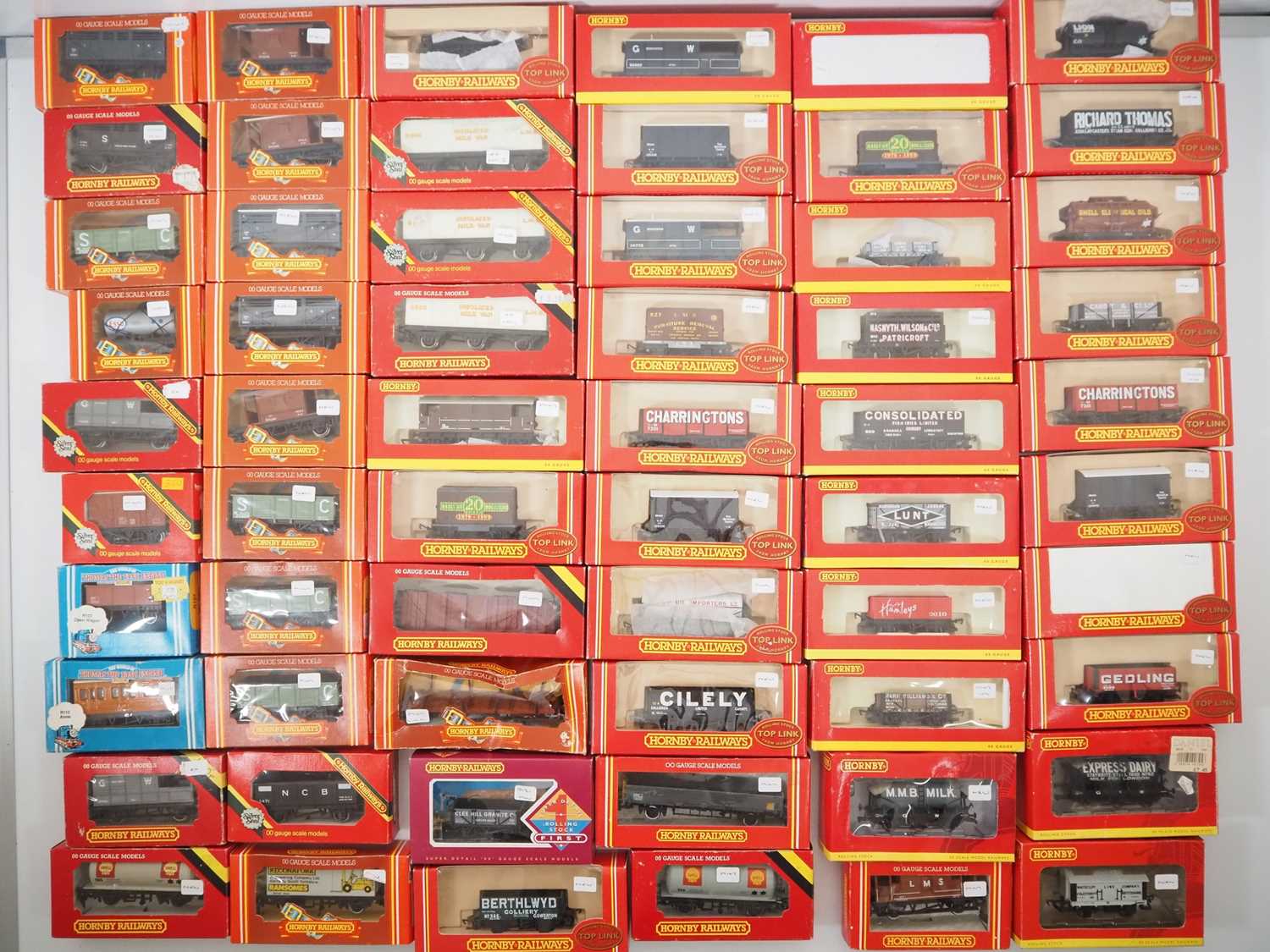 A very large group of HORNBY boxed OO gauge wagons of various types - G/VG in G/VG boxes (60)