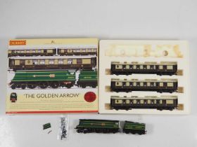 A HORNBY OO gauge R2369 'The Golden Arrow' train pack, one smoke deflector detached from loco but