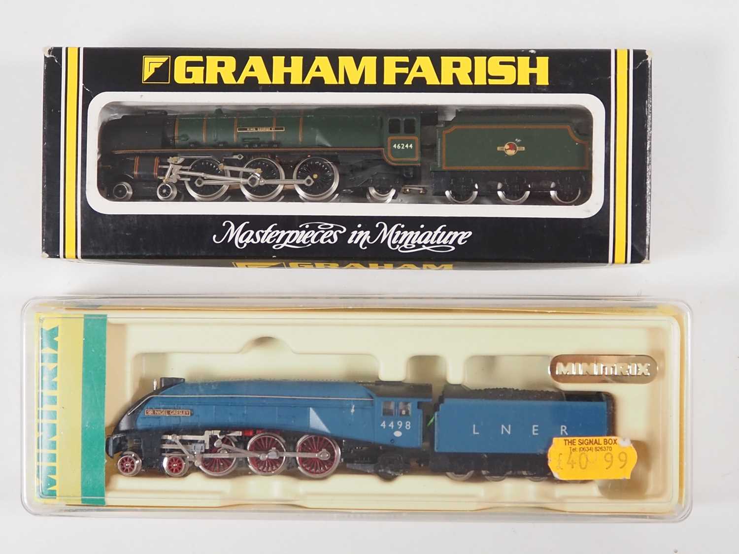 A pair of N gauge steam locomotives comprising a FARISH Duchess class 'King George VI' in BR green