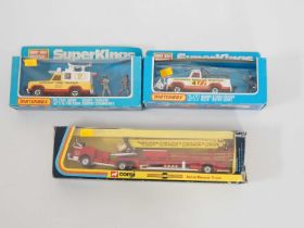 A group of CORGI and MATCHBOX Superkings Fire and Rescue trucks - VG in F/G boxes (3)