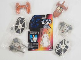 A group of original STAR WARS small scale diecast vehicles including Tie-Fighters and others,
