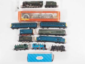 A group of boxed and unboxed HORNBY OO gauge diesel and steam locomotives in various liveries - G/VG