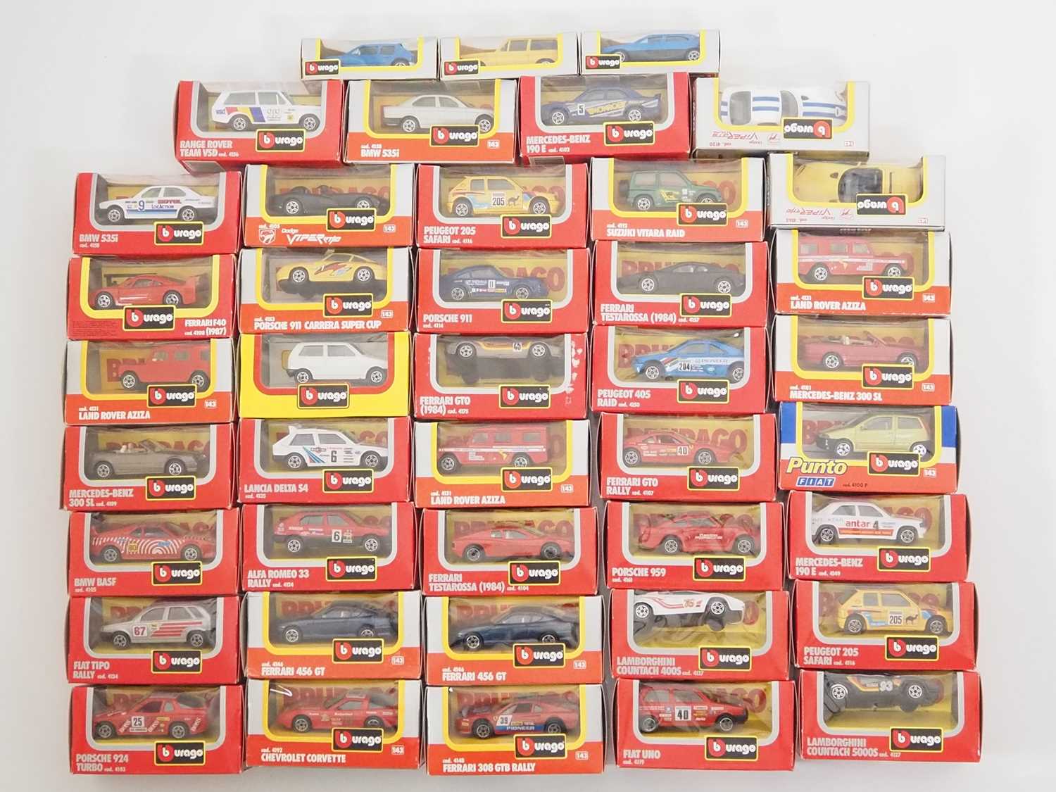 A large quantity of BBURAGO 1:43 scale diecast cars in original boxes - VG in G/VG boxes (42)