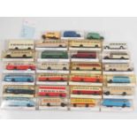 A group of 1:87 scale model buses in plastic together with a detailing transfer pack by V&V