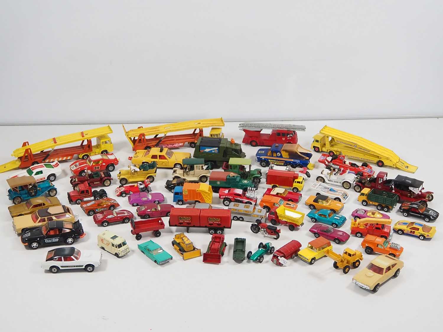 A large quantity of unboxed vintage diecast vehicles mainly by MATCHBOX - generally G unboxed (Q)