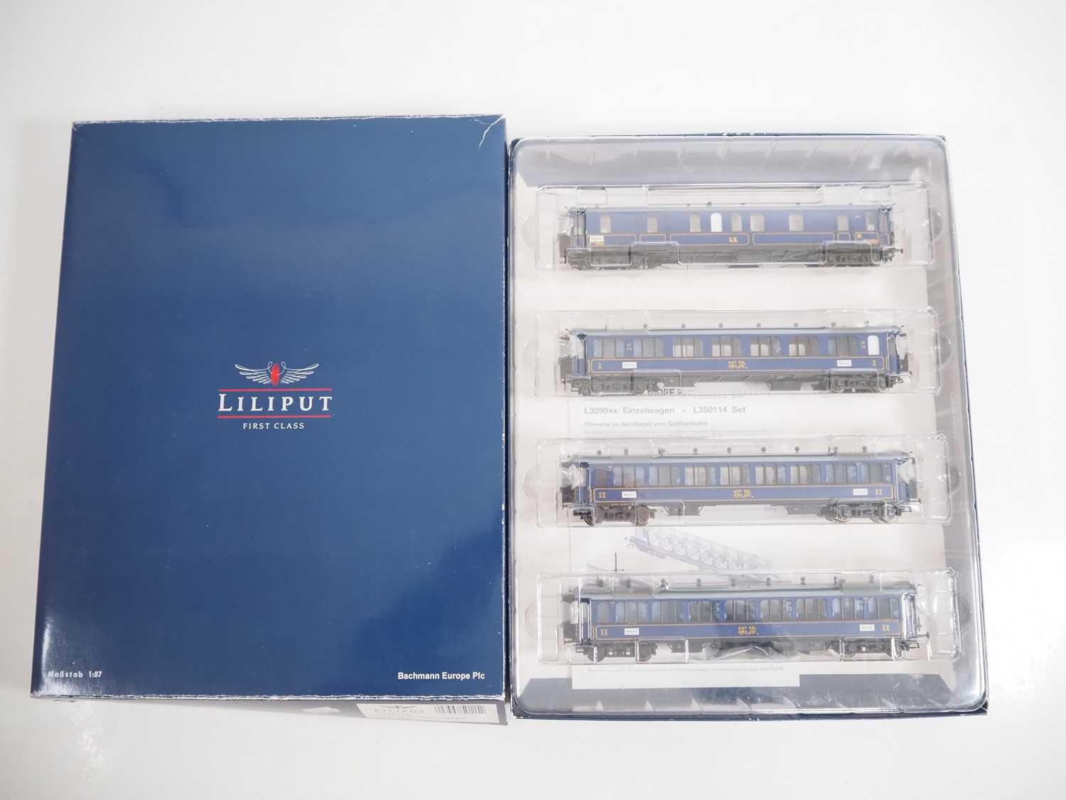 A LILIPUT HO gauge L350115 Swiss outline Gottardbahn Epoch 1 4 coach passenger set together with a - Bild 2 aus 7