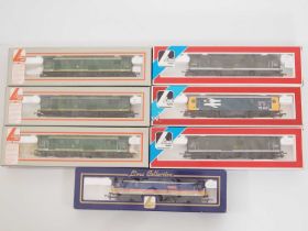 A group of LIMA OO gauge class 73 Electro-Diesel locomotives in various liveries (some duplication