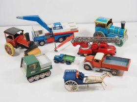 A selection of unboxed tinplate/composite vehicles etc, mostly by Eastern European manufacturers -