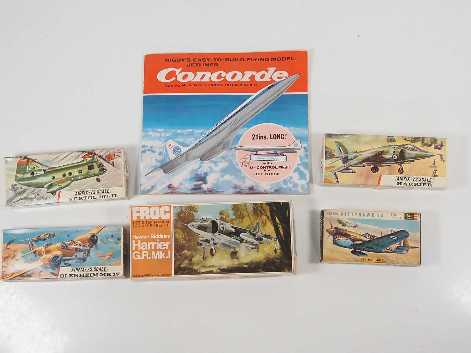 A group of vintage unbuilt aircraft kits by AIRFIX, FROG and others, contents unchecked - G/VG in
