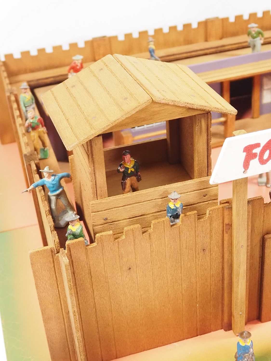 A group of diecast Cowboys and Indians by TIMPO and others together with a 1950s ELF TOYS wooden ' - Image 2 of 11