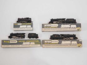 A group of WRENN OO gauge steam locomotives comprising an 0-6-2 tank and class 8F in BR black