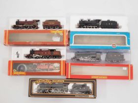 A group of OO gauge LMS steam locomotives by HORNBY, MAINLINE and AIRFIX in black and maroon