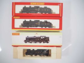 A group of HORNBY OO gauge steam locomotives all in LMS black livery comprising 2x class 2P and a