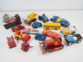 A large selection of unboxed tinplate vehicles etc, mostly by Eastern European manufacturers - F/G