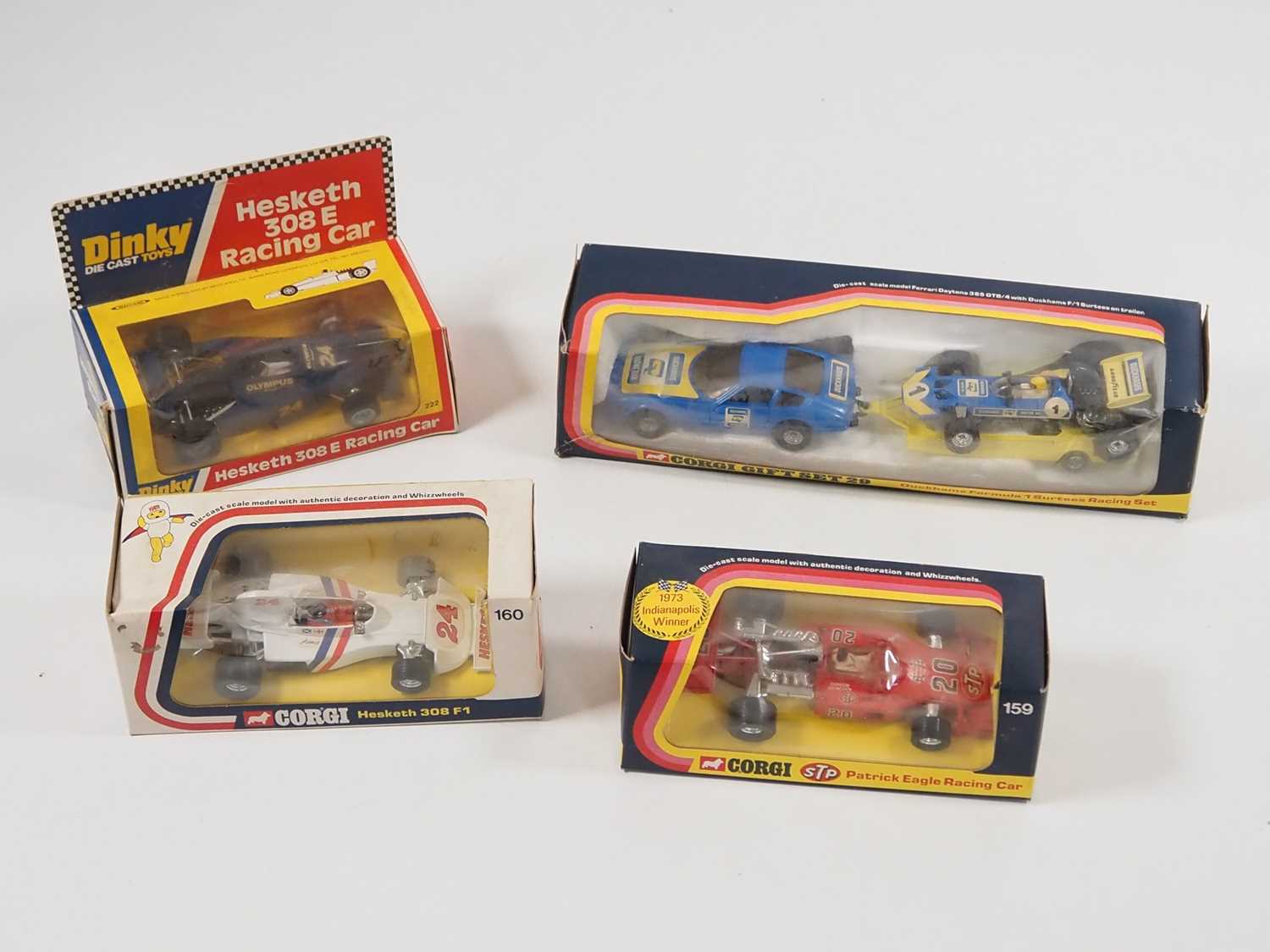 A group of CORGI diecast Formula 1 and Indycar racing cars comprising numbers 159, 160 and Gift