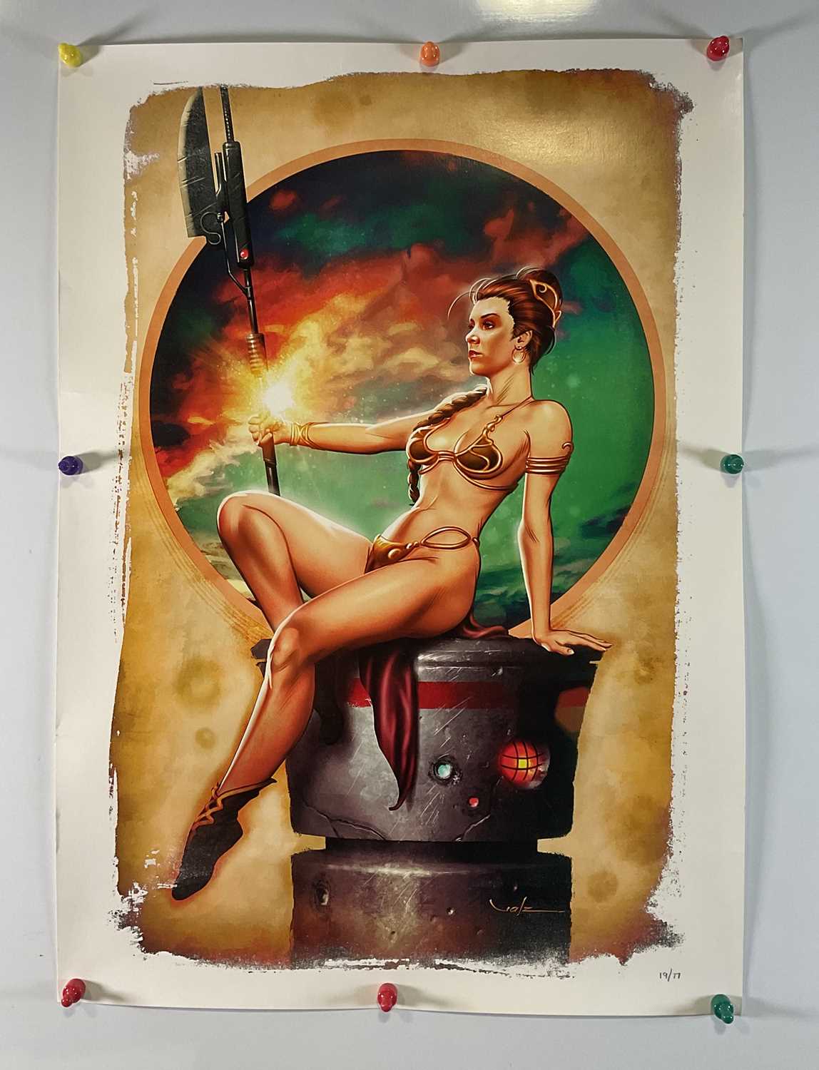 STAR WARS - An artist proof print of Slave Leia by Carlos Valenzuela, limited edition and hand