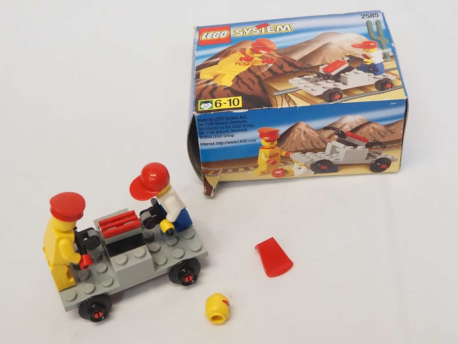 LEGO - TRAIN #2585 Handcar (appears complete with box, no instructions) together with #7821 Overhead - Image 2 of 2