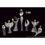 7 moderne Bronzefiguren, dabei Kött-Gärtner, Louise, Engel, patiniert und poliert, H ...