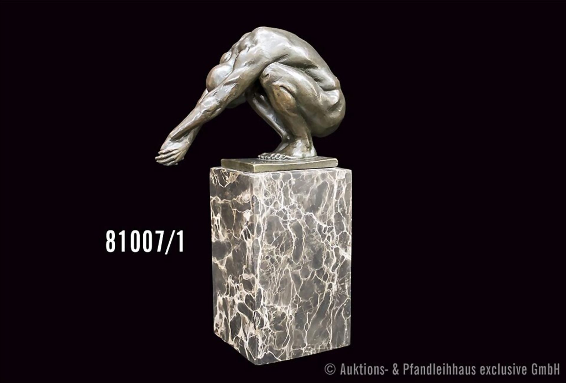 Lopez Miguel Fernando (auch Milo geb. 1955 Lissabon) Bronzefigur, "Hockender männlicher ...