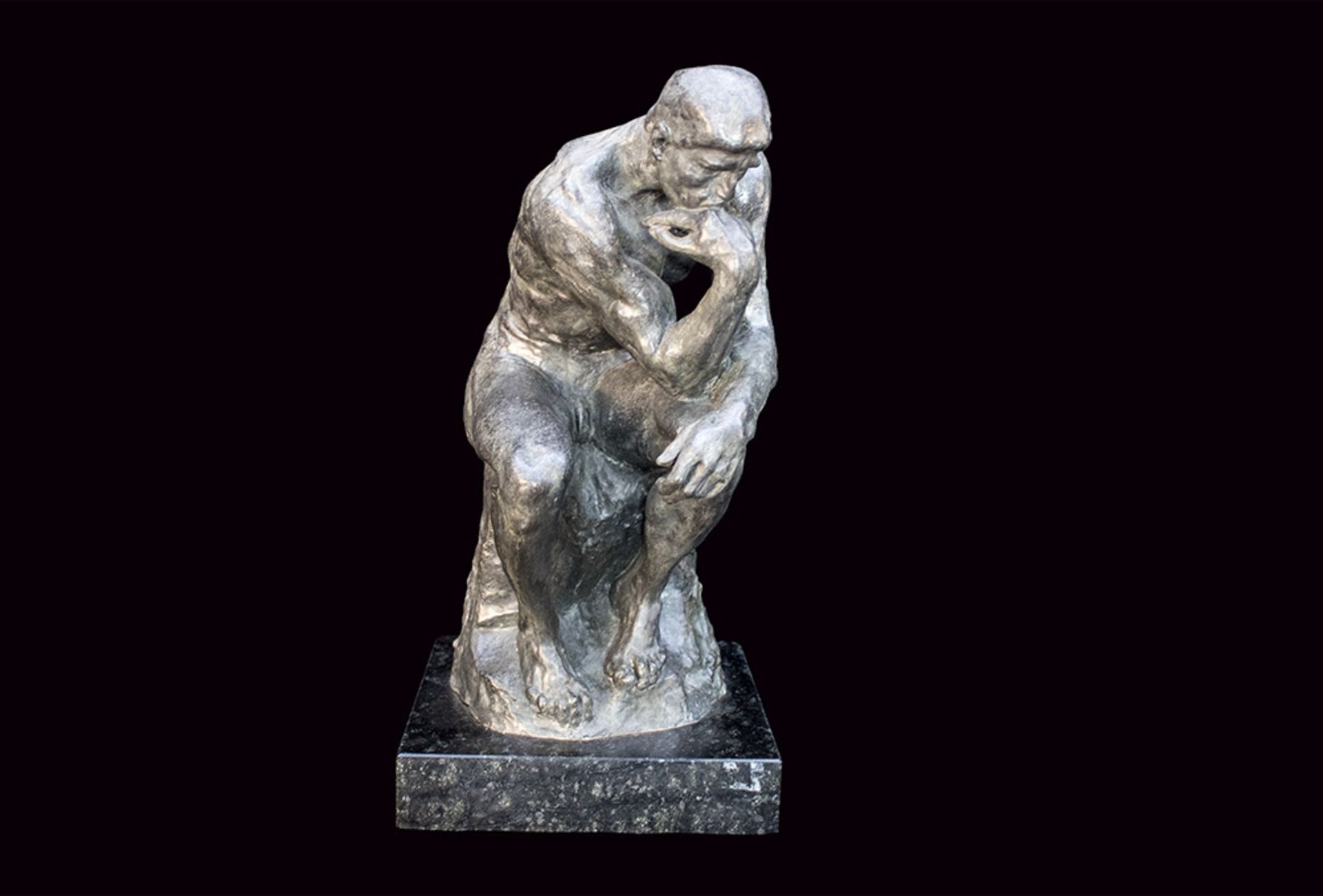 Nach Auguste Rodin (1840 Paris - 1917) Der Denker, Bronze, dunkel patiniert, H 35,5 cm, ...