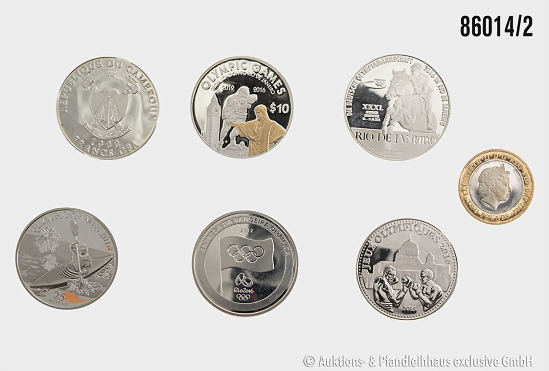 Konv. 7 Münzen "Die offiziellen Olympia Silbermünzen" (MDM), in Sterling Silber 925 (1 ... - Image 2 of 2