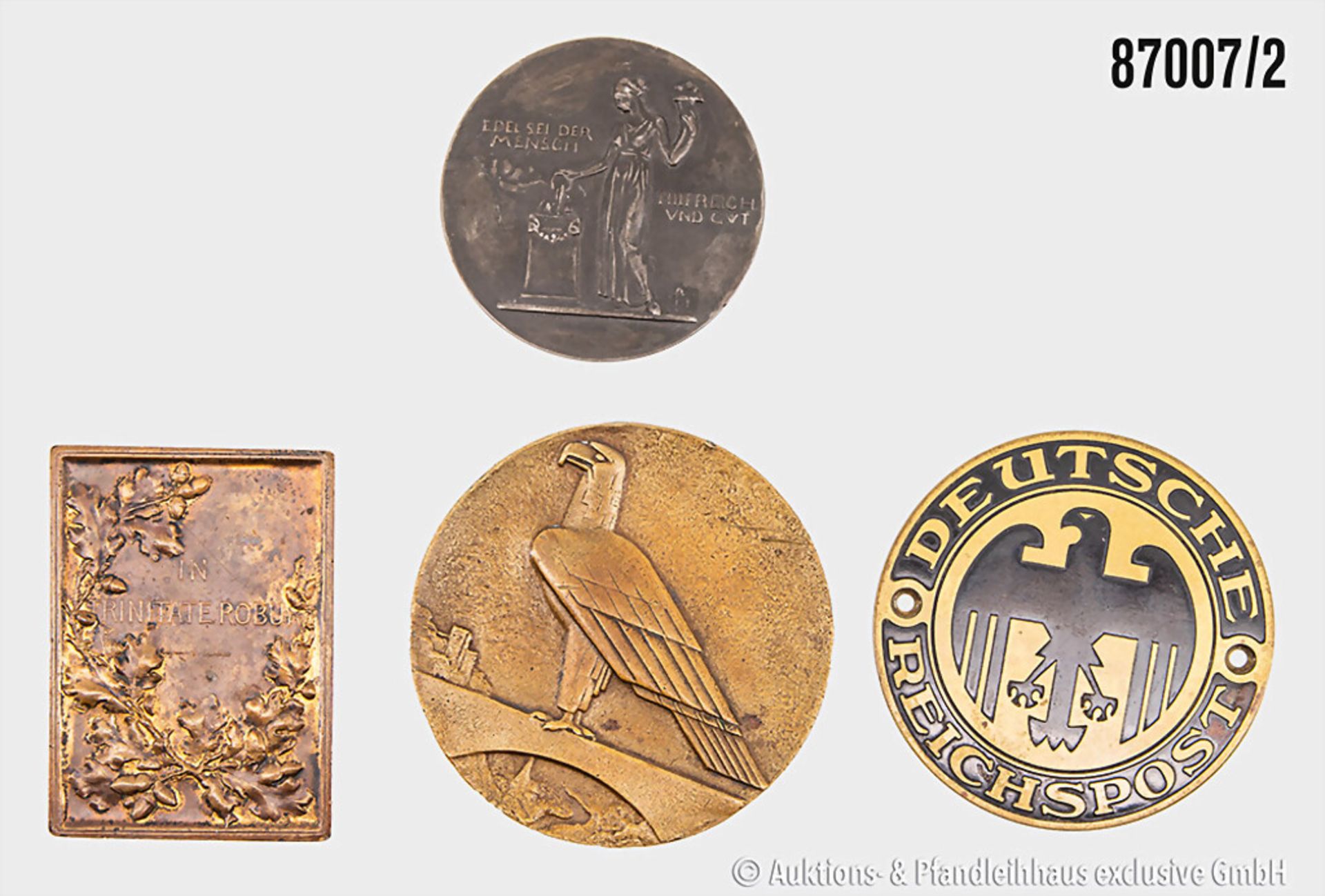 Konv. 4 Medaillen/Plaketten, Deutsche Reichspost, Otto Bismarck, Für opferwillige ... - Image 2 of 2